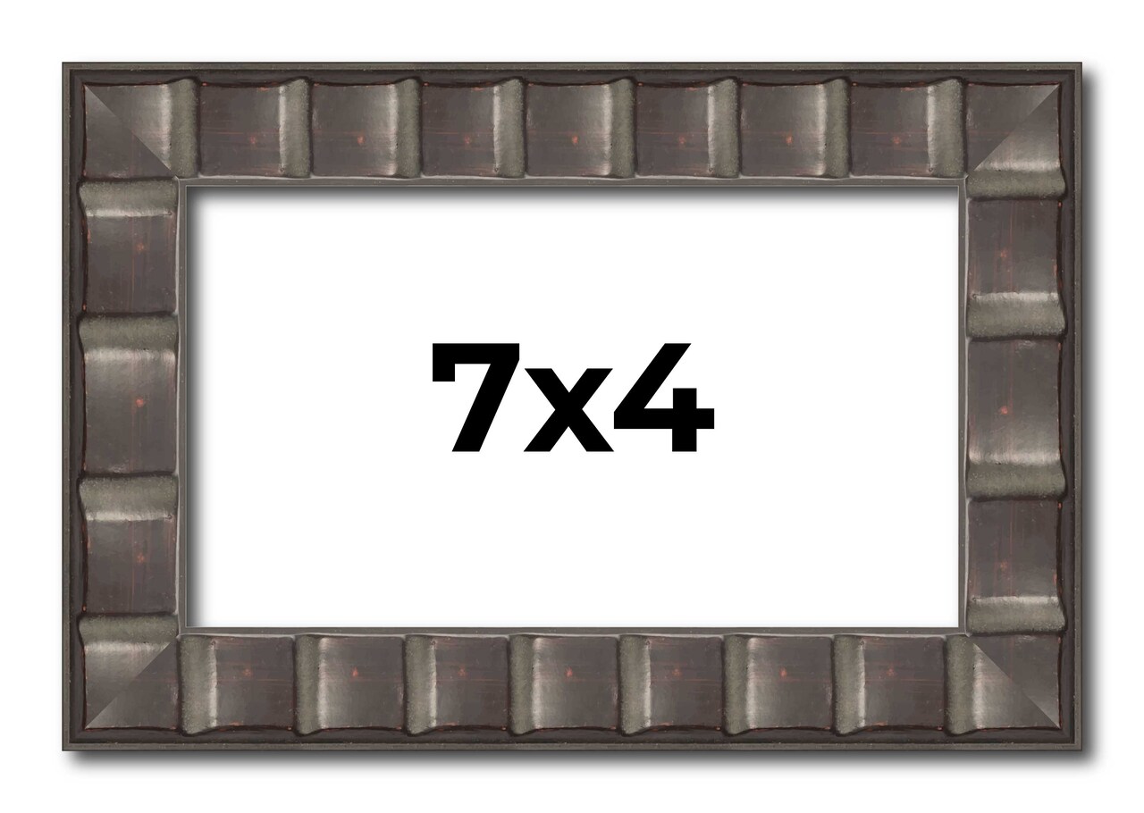 4x7 Deco Picture Frame with UV-Resistant Acrylic & Acid Free Backing, Available in 3 Finishes - Black, Brown, and Silver